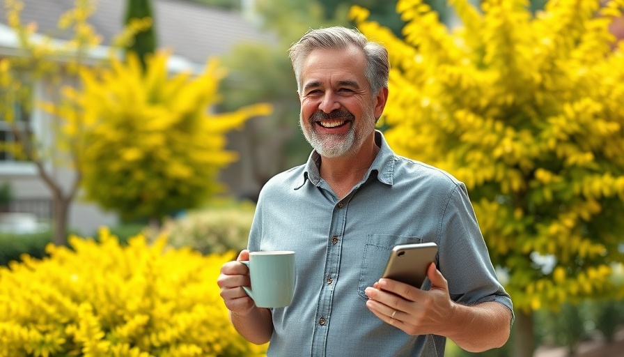 Carvana ad campaign setting with relaxed man in garden.