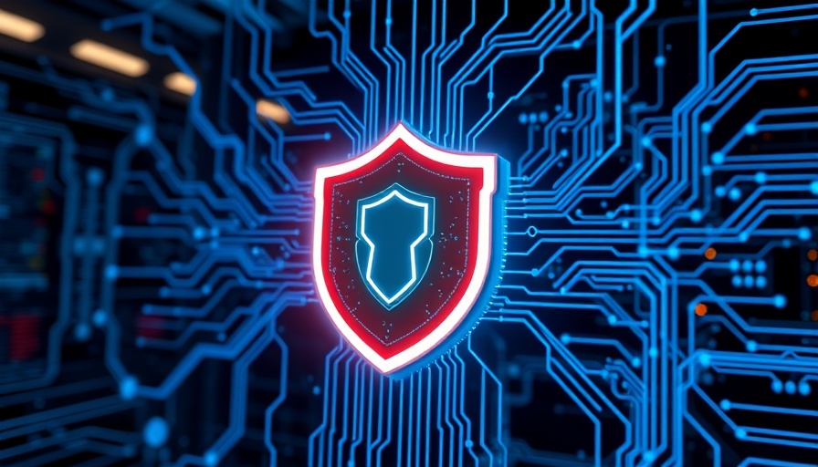 Futuristic digital shield representing cybersecurity in a network.