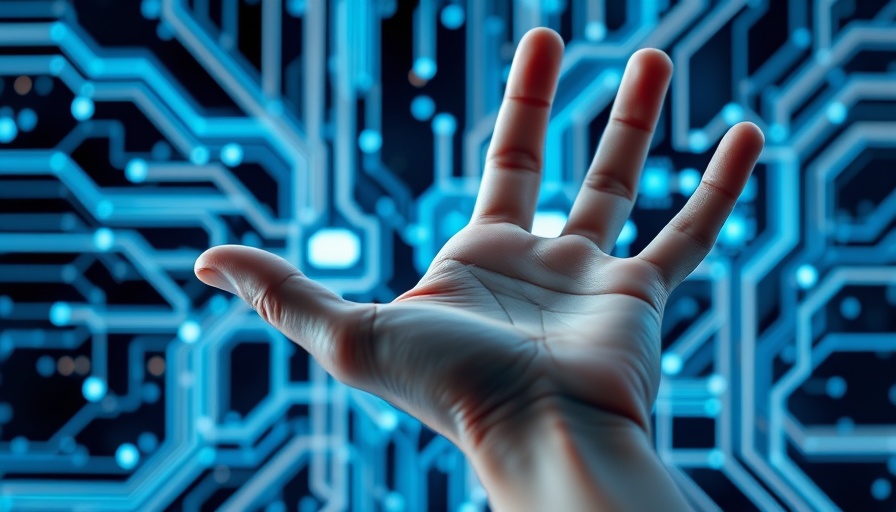Hand showing digital circuits for AI powered Software Defined Infrastructure services.