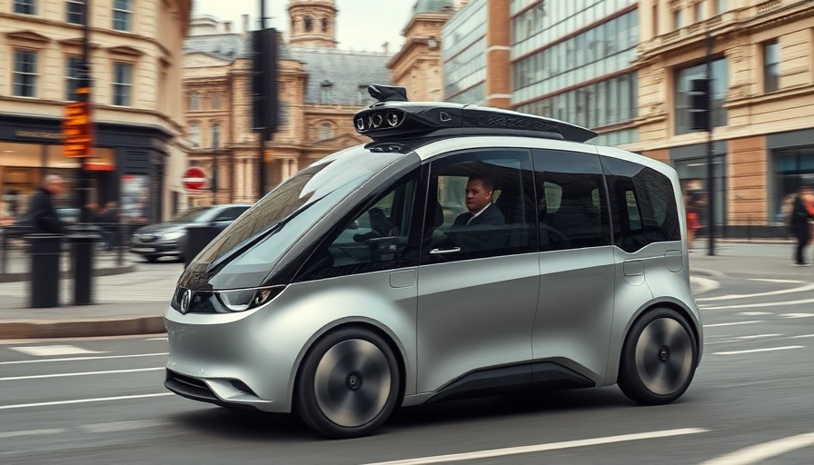 Futuristic self-driving vehicle on UK city streets