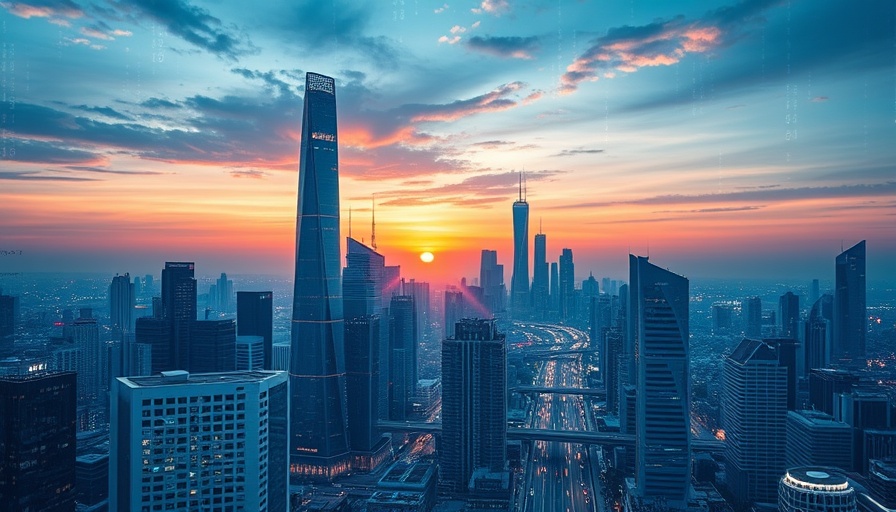 Futuristic cityscape illustrating AI in car sales integration.