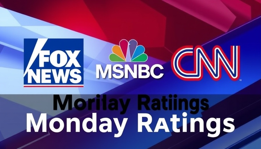 Cable News Ratings graphic with network logos and gradient background.