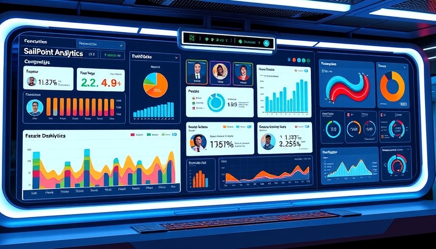 SailPoint digital dashboard with user analytics and diverse profiles background.