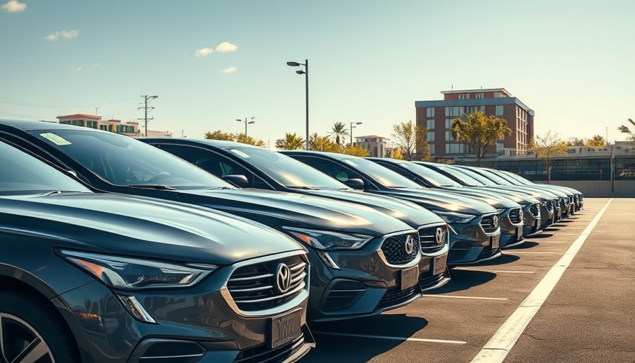 Row of parked sedans highlighting EV financing strategies potential.