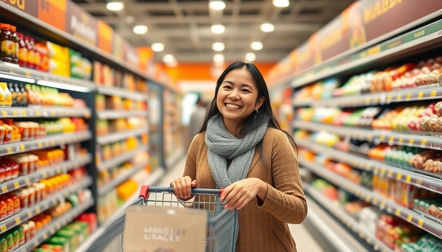 Asia-Pacific consumer sentiment shifts: Mother and daughter shopping happily in grocery store.