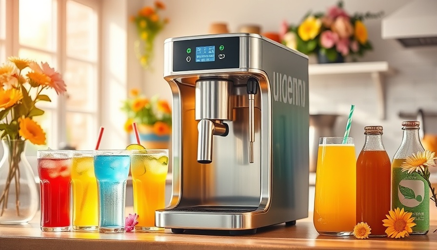 SharkNinja Dirty Soda Marketing: modern soda maker, colorful drinks, kitchen.
