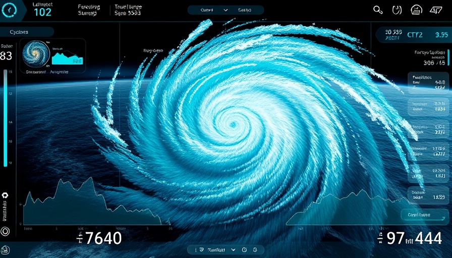 AI model for forecasting tropical cyclones, data visualization.