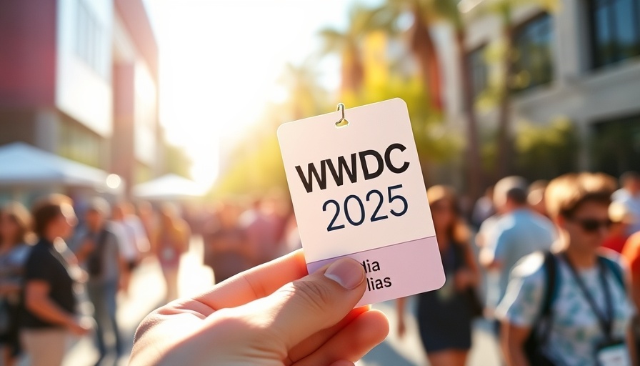 Hand holding a WWDC 2025 media pass at outdoor event.