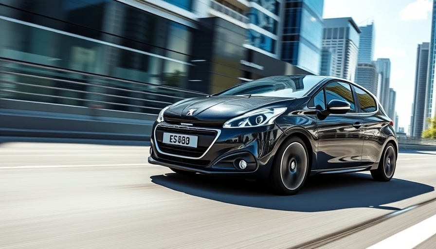 Sleek Peugeot e-208 GTi showcasing dynamic speed.