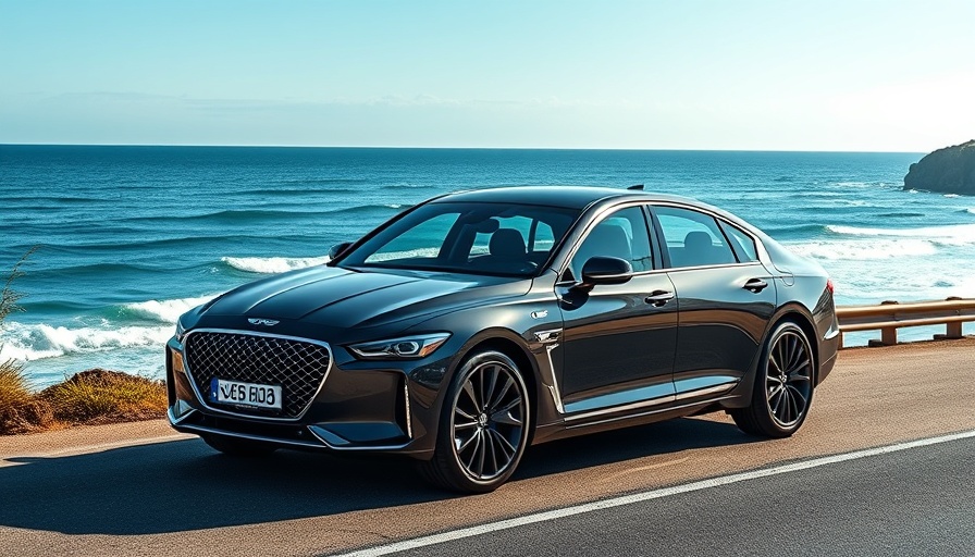 2026 Genesis GV70 3.5T on a scenic coastal road with ocean view