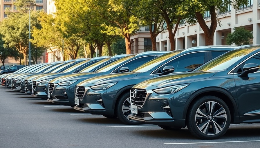 Modern cars in city parking lot symbolizing auto portfolio growth.