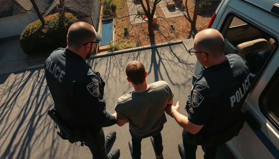 Law enforcement officers arresting an individual, showcasing impact of mass deportations on business.