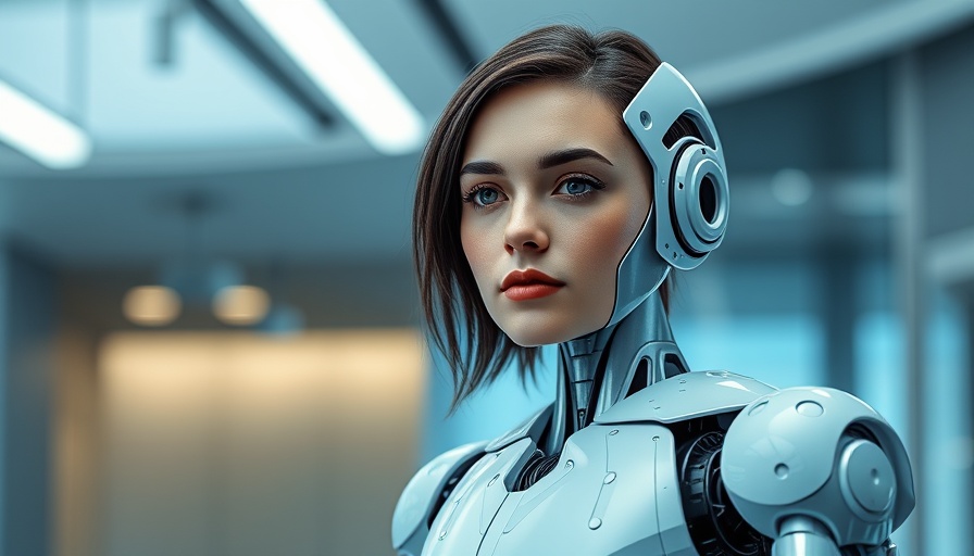Young woman and robot in office setting for data distrust efficiency.