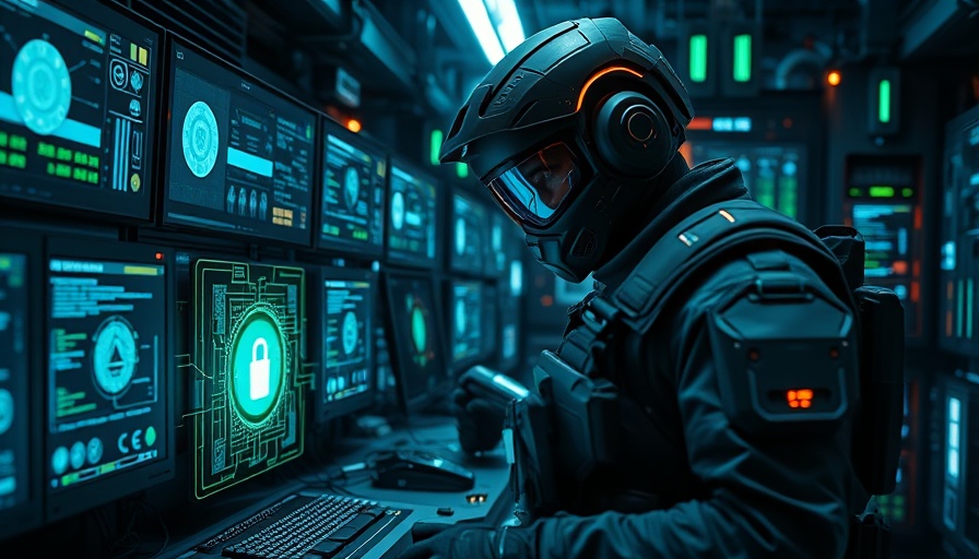 Tech soldier analyzing unstructured data in a futuristic lab with AI elements.