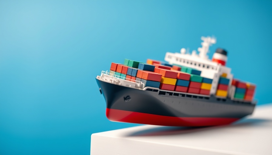 Model cargo ship on edge depicting navigating new tariff landscape