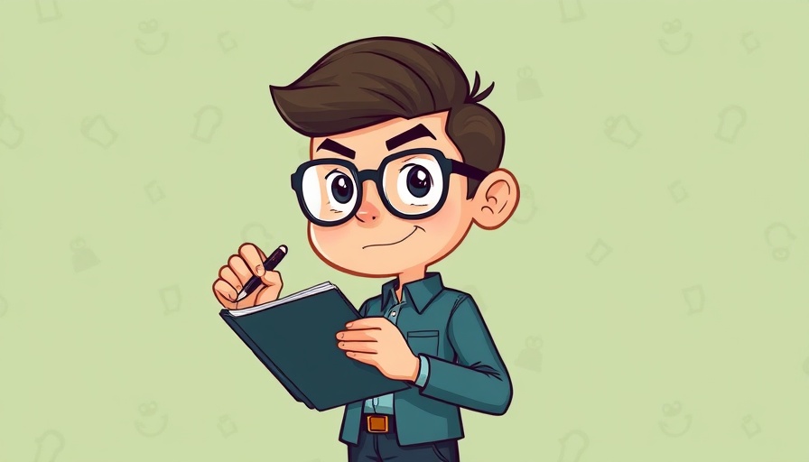 Cartoon character analyzing notes for ChatGPT search vs Google.