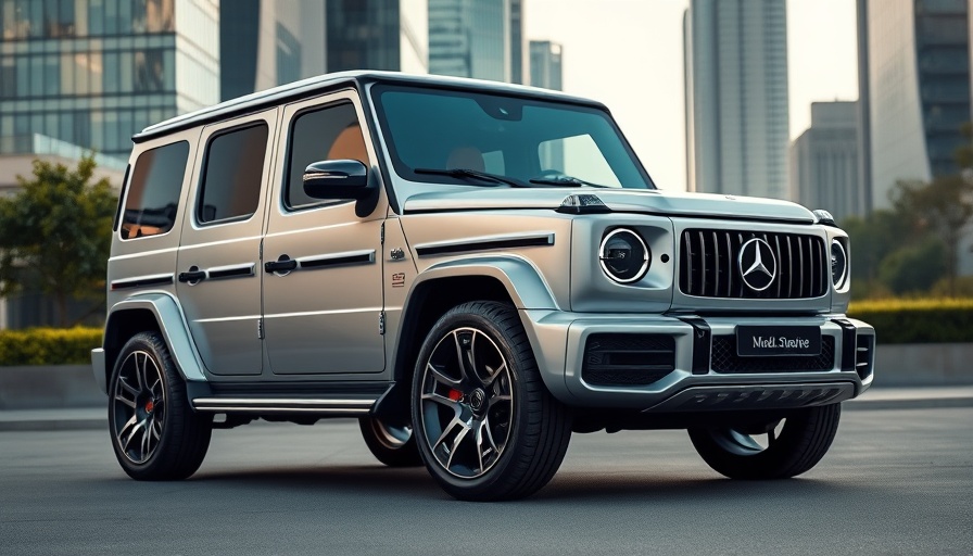 Futuristic 2026 Mercedes-Benz G-Class EV in urban setting.