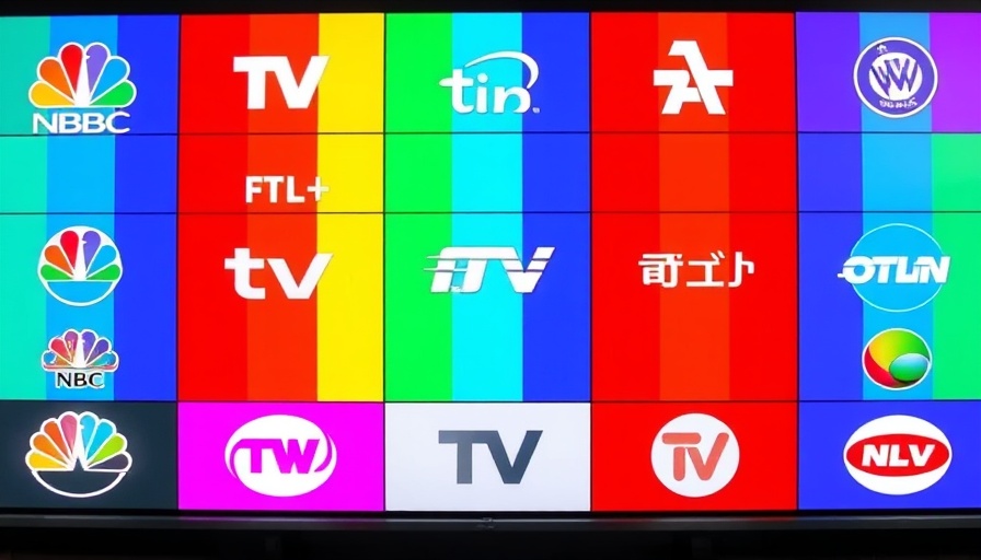 Bright panel with TV network logos symbolizing evening news ratings growth.