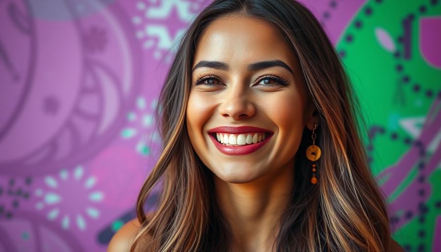 Happy woman in colorful abstract background reflecting impact of private equity on American Dream.