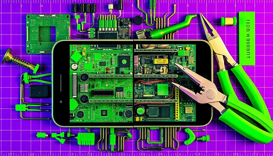 Open AI hardware components collage with smartphone and tools.