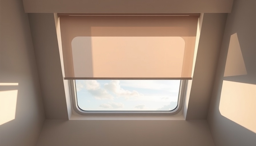 Modern smart shades partially down, showcasing smart technology.