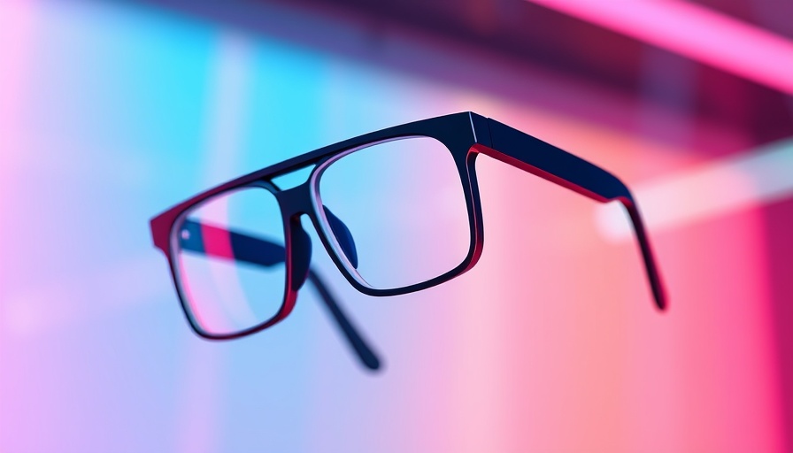Stylish smart glasses floating against a vibrant background, Best Smart Glasses 2025.