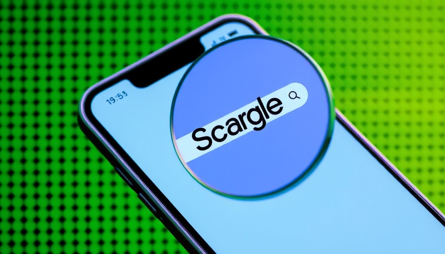 Smartphone with AI Google search, magnified view, green background.