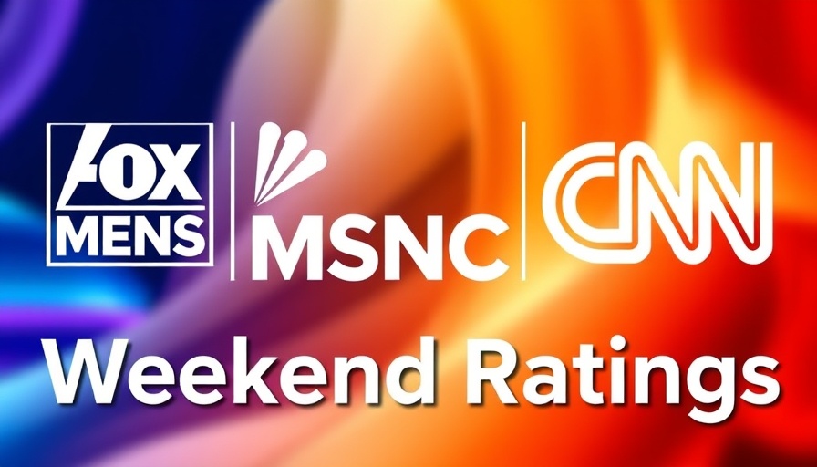 Cable News Ratings with logos of major networks on blurred background.