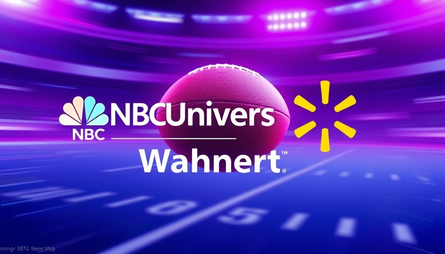 NBCUniversal and Walmart Connect logos with stylized football, relating to Walmart data in live sports advertising.