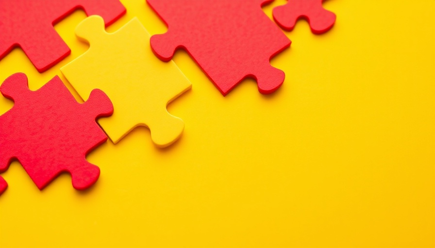 Colorful puzzle on yellow background symbolizing AI impact model.