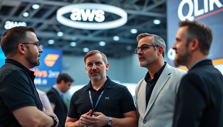 Two professionals discussing reliable data solutions at a tech conference.