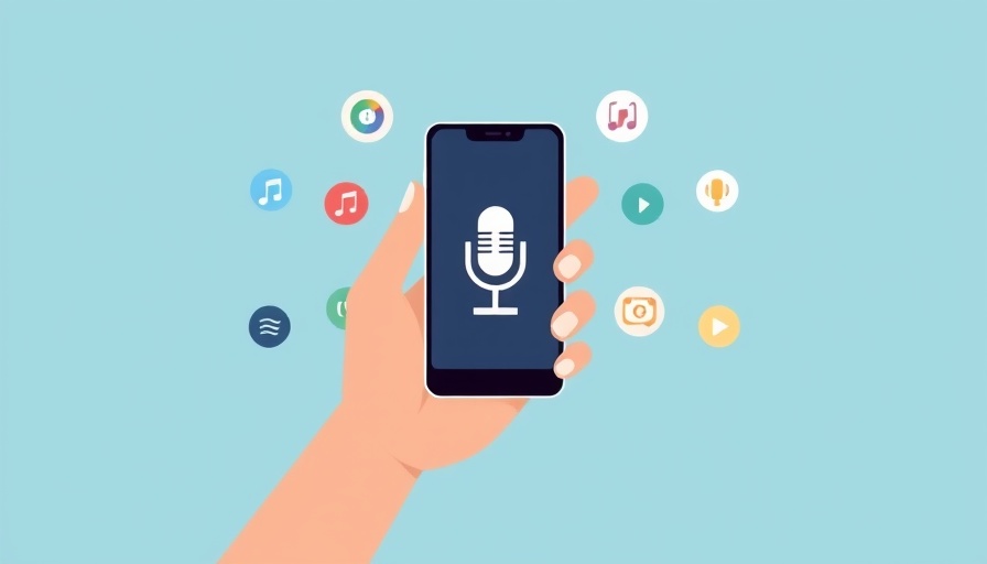 Illustration of a smartphone with audio icons representing ChatGPT meeting summaries.