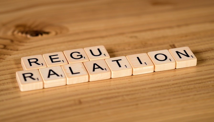 Scrabble tiles spelling REGULATION, reflecting regulatory changes for car dealerships, on a wooden surface