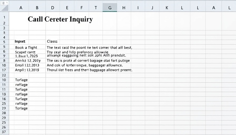 Spreadsheet with call center conversation on flight booking classification.