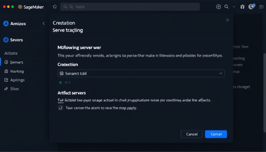 MLflow 3.0 on Amazon SageMaker AI interface in dark mode, server creation dialog.