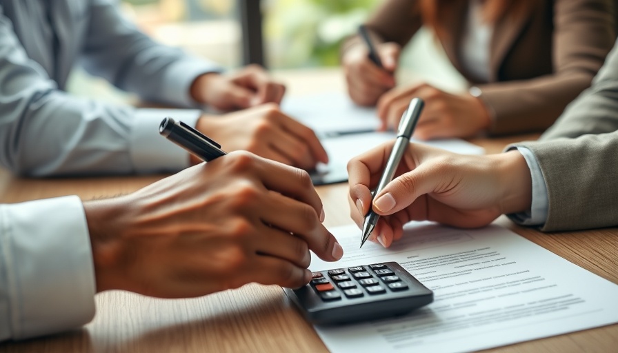 Hands signing documents with a calculator, representing auto credit availability.