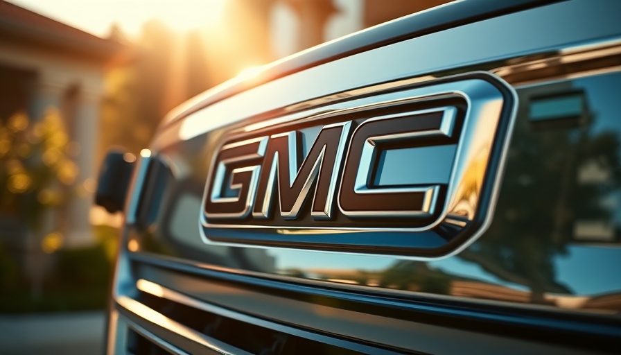 Close-up view of a GMC logo reflecting sunlight, highlighting automotive website usability.