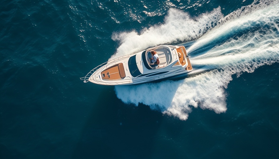 Yacht speeding through ocean, highlighting MarineMax F&I revenue growth