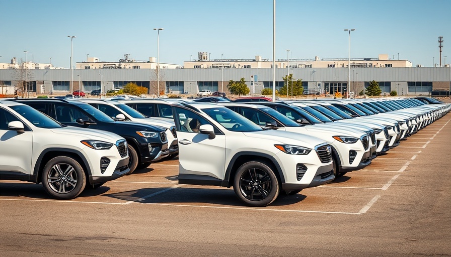 Line of white and black SUVs in parking lot for Lithia captive originations.