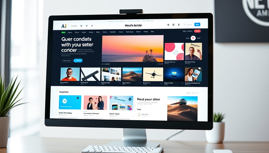 Computer screen displaying AI website builder interface in modern setup.