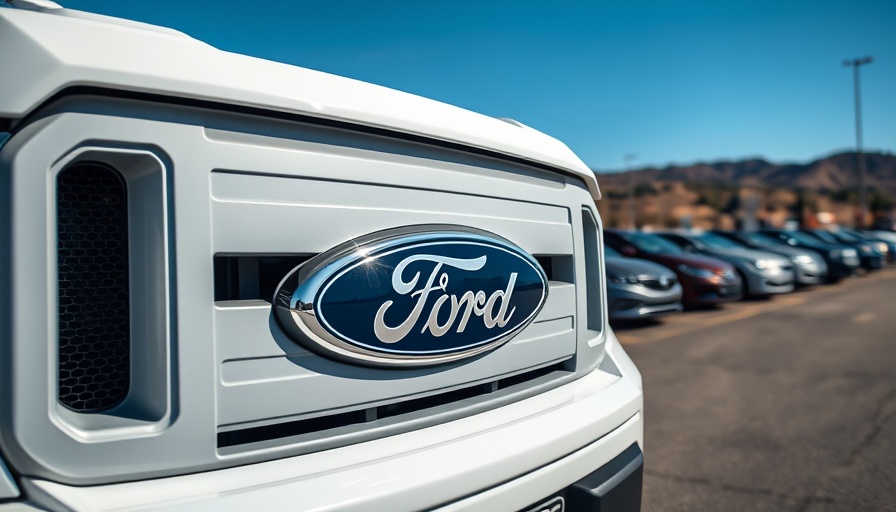 Ford truck in dealership lot with Ford Credit EBT jumps 88%.