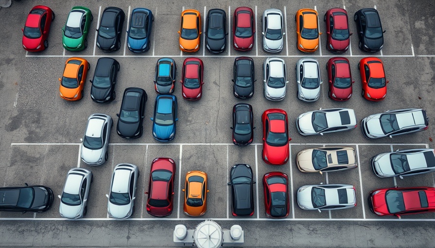 Aerial view of cars in a parking lot representing auto loan demand.