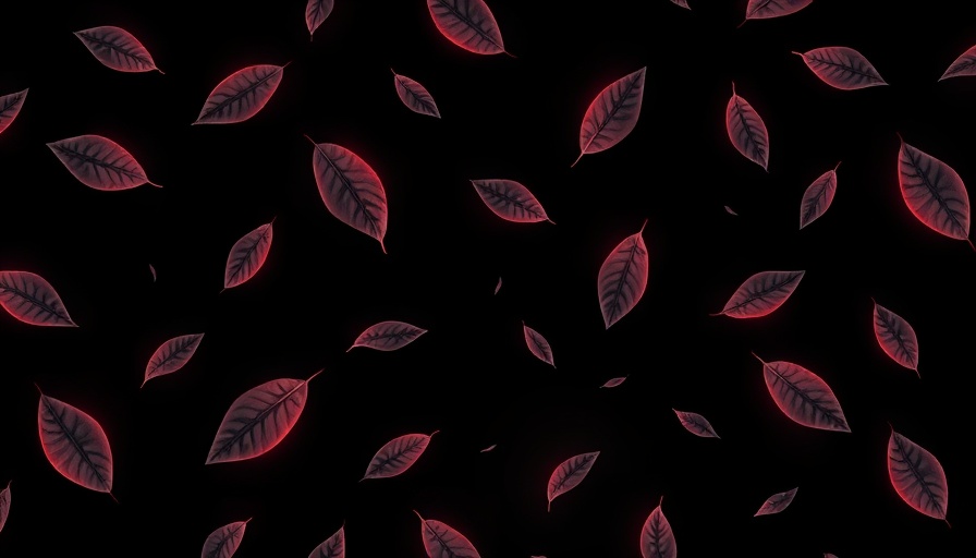 Abstract digital leaves pattern on dark background.