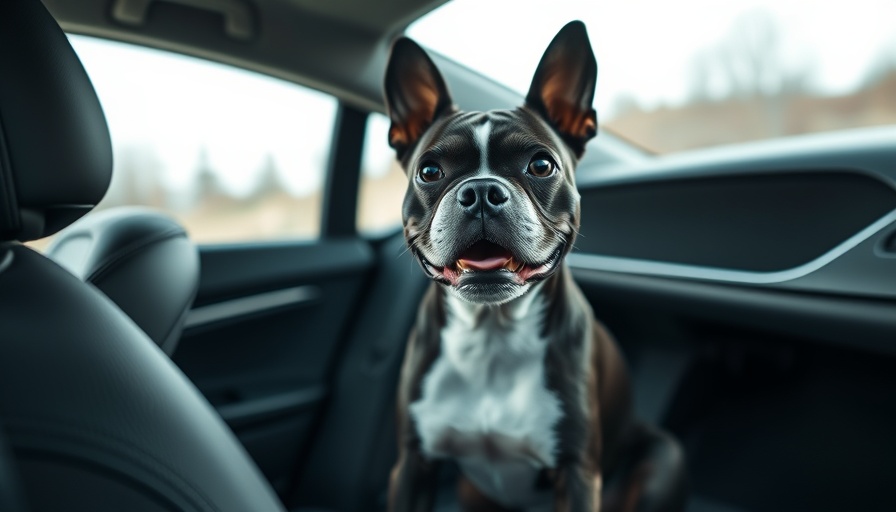 Boston Terrier on car seat demonstrating auto seat quality.