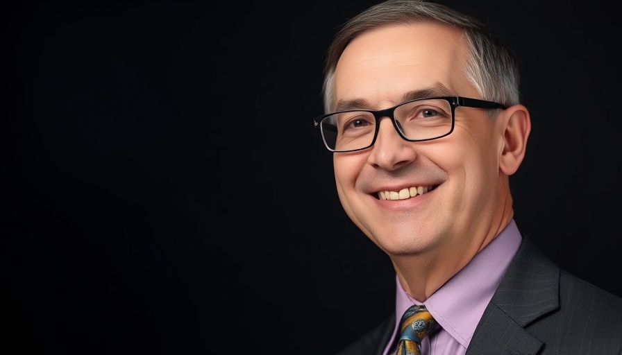 Middle-aged man in colorful tie smiling confidently.