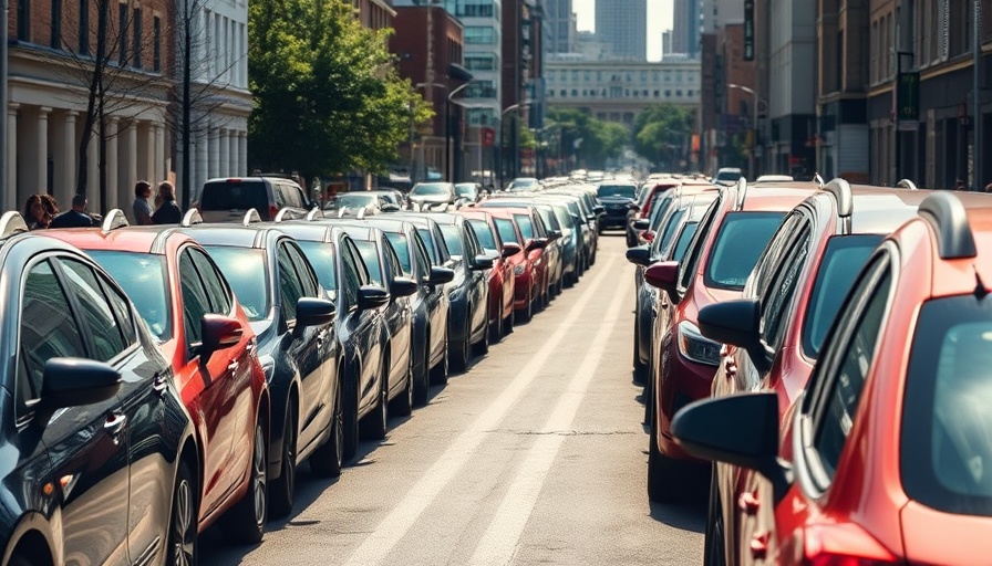 Row of parked cars on street, related to used vehicle interest rates.
