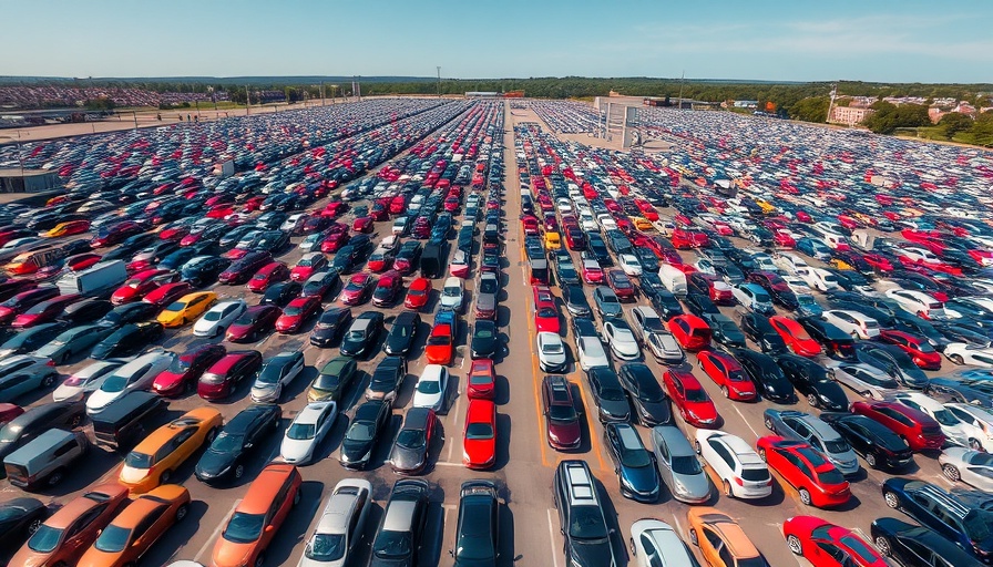 Aerial view of cars in a parking lot representing Toyota Motor North America sales rise.