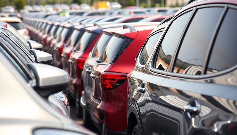 Lineup of parked SUVs, possible Tricolor Auto bankruptcy.