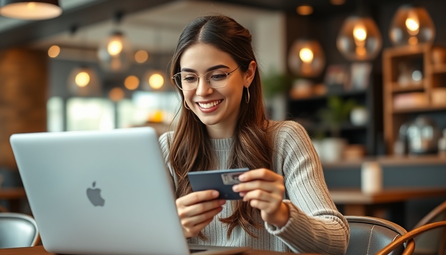 Young woman using laptop with credit card in cafe, exploring Amex Business Platinum Card eligibility.