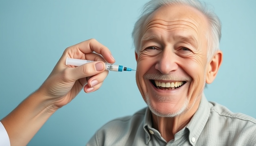 Elderly man happily receiving flu shot, health benefits of flu shots.